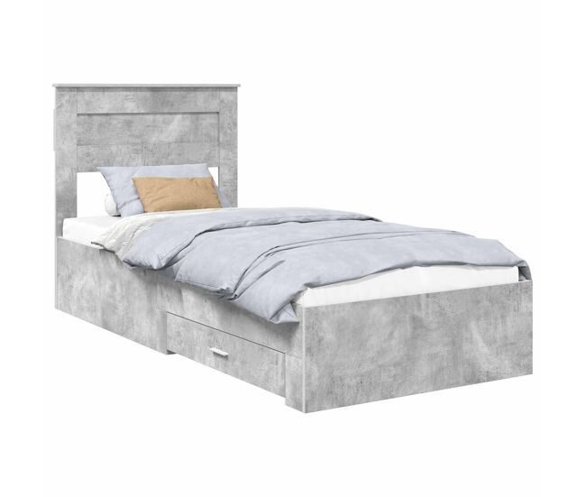 Estructura de cama individual para adultos con cabecera - gris concreto 90 x 200 cm