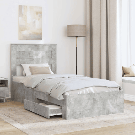 Estrutura de cama de solteiro para adultos Cinzento 90 x 200 cm Madeira processada