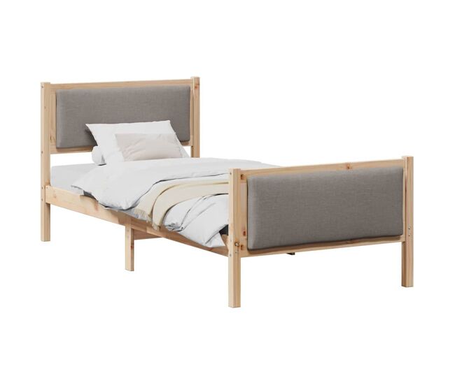 Estructura de cama simple para adultos con cabecera - taupé 90 x 190 cm tela