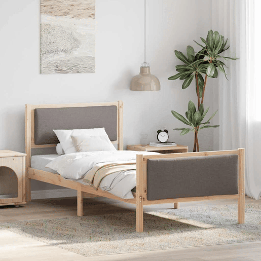 Estrutura de cama de solteiro Design, Cinzento-acastanhado 90 x 190 cm tecido