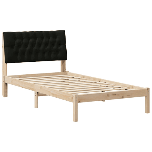 Estrutura de cama de solteiro para adultos com Cabeceira - Estofada Castanho 100 x 200 cm