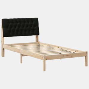 Estrutura de cama de solteiro para adultos com Cabeceira - Estofada Castanho 100 x 200 cm