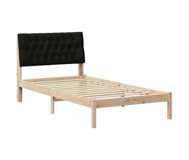 Estructura de cama individual para adultos con cabecera tapizada - marrón 100 x 200 cm