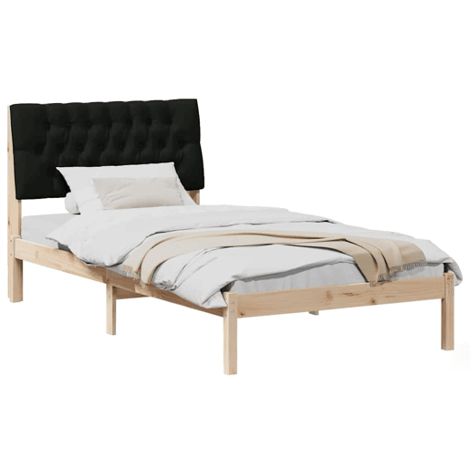 Estrutura de cama de solteiro para adultos com Cabeceira - Estofada Castanho 100 x 200 cm