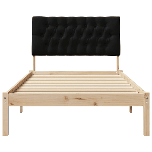 Estrutura de cama de solteiro para adultos com Cabeceira - Estofada Castanho 100 x 200 cm