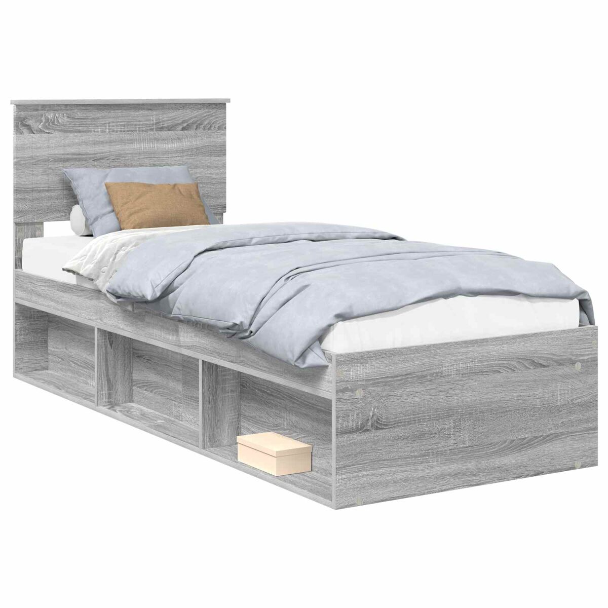 Estructura de cama simple para adultos 78x200 Roble/ Gris