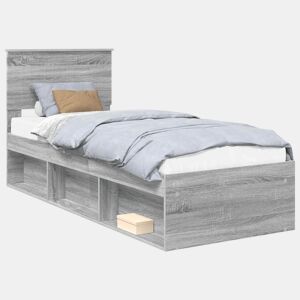 Estrutura de cama de solteiro com cabeceira - Cinza Sonoma 75 x 190 cm