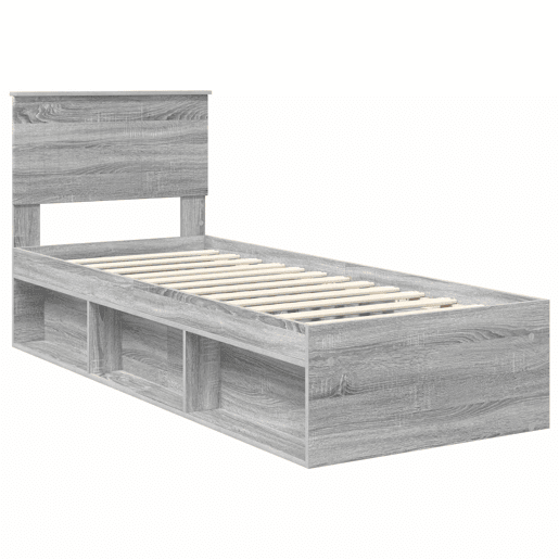 Estrutura de cama de solteiro com cabeceira - Cinza Sonoma 75 x 190 cm