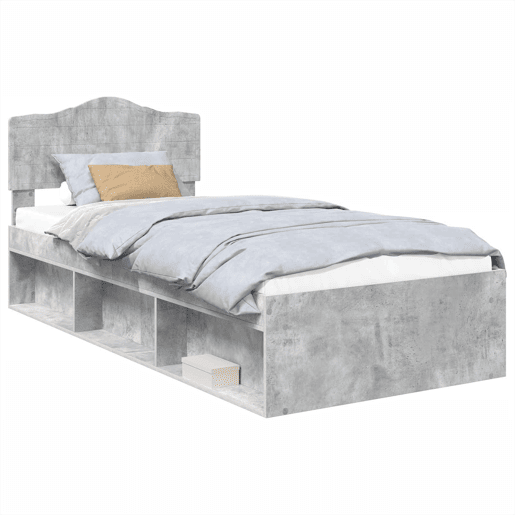 Estrutura de cama de solteiro para adultos com cabeceira Cinza Concreto 75 x 190 cm