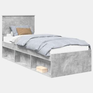 Estrutura de cama de solteiro para adultos com cabeceira Cinza Concreto 75 x 190 cm