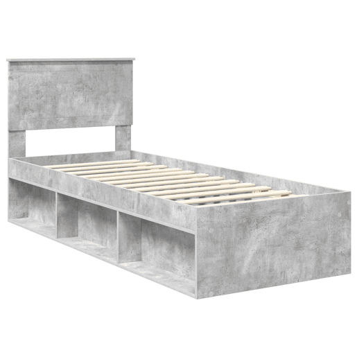 Estrutura de cama de solteiro para adultos com cabeceira Cinza Concreto 75 x 190 cm