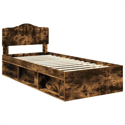 Estrutura de cama de solteiro para adultos com cabeceira Carvalho Defumado 75 x 190 cm