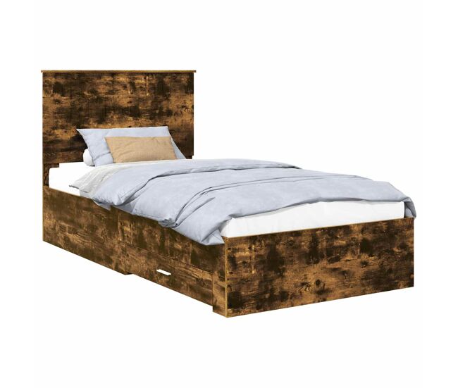 Estructura de cama individual para adultos con cabecera - roble ahumado 100 x 200 cm