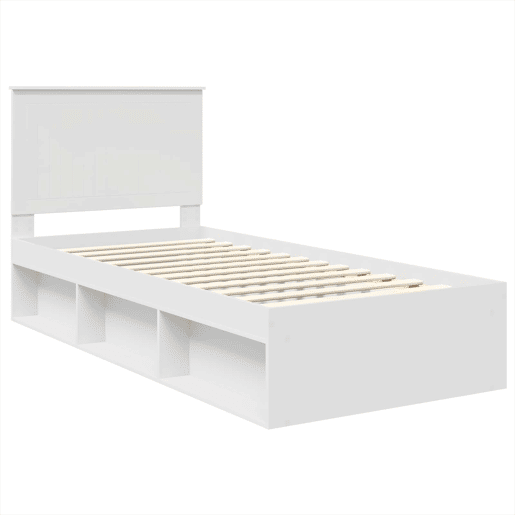 Estrutura de cama de solteiro para adultos - Branco 90 x 190 cm Madeira de Pinheiro Sólida