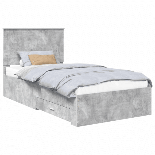 Estrutura de cama de solteiro para adultos - Cinzento 100 x 200 cm Madeira processada