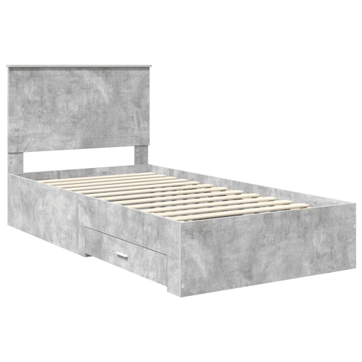 Estrutura de cama de solteiro para adultos - Cinzento 100 x 200 cm Madeira processada