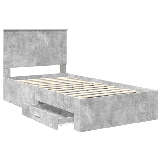 Estrutura de cama de solteiro para adultos - Cinzento 100 x 200 cm Madeira processada