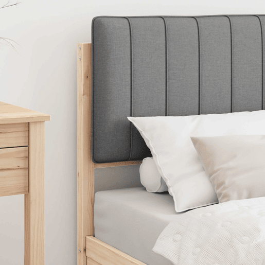 Estrutura de cama de solteiro simple com Cabeceira Estofada Cinzento-claro
