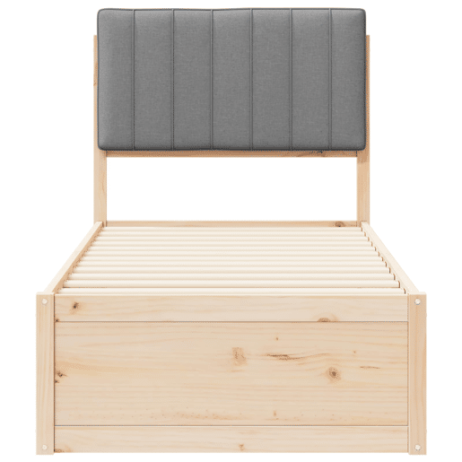 Estrutura de cama de solteiro simple com Cabeceira Estofada Cinzento-claro