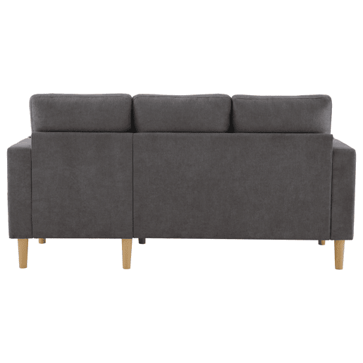 Sofá moderno em L de 3 lugares com chaise longue - arrumação, porta-copos, 2 almofadas - cinzento