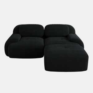 Sofá Eck 82'' - Cordão macio, modular com braços curvos, sem montagem - Preto