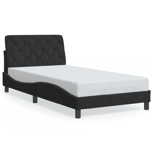Estrutura de cama de solteiro para adultos com LED 100x200 cm veludo preto