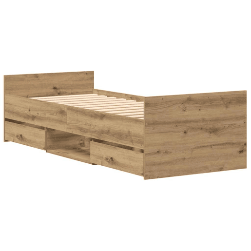 Estrutura de cama de solteiro para adultos Carvalho Artesanal 193 x 78 x 50 cm