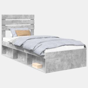 Estrutura de cama de solteiro para adultos com cabeceira Concreto 90 x 200 cm