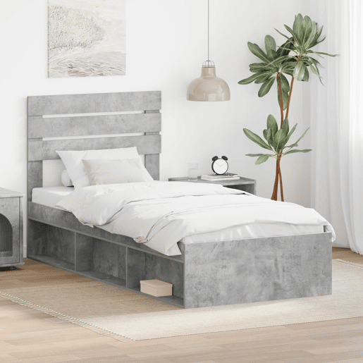 Estrutura de cama de solteiro para adultos com cabeceira Concreto 90 x 200 cm