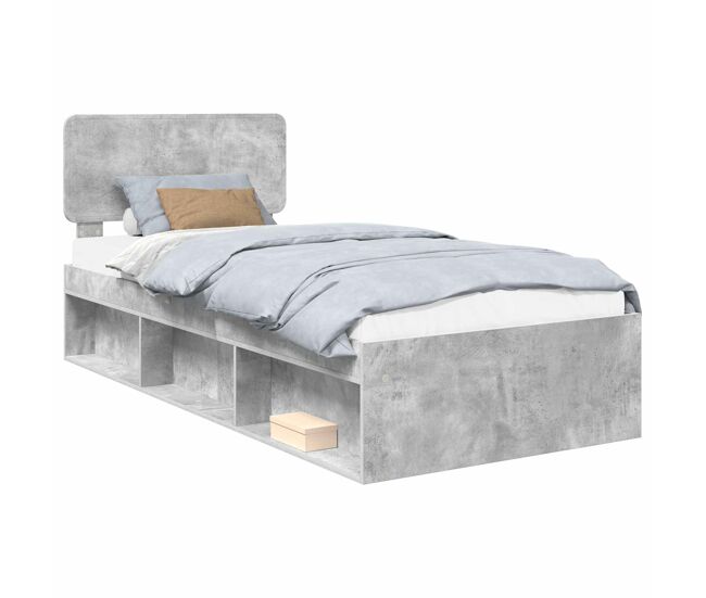 Estructura de cama individual para adultos con cabecera - gris concreto 75 x 190 cm