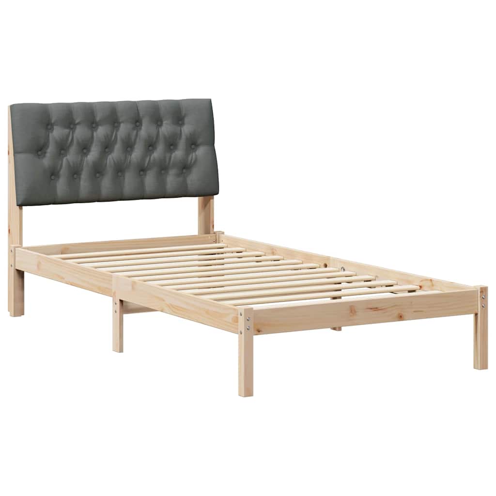 Estructura de cama individual para adultos 105x217 Gris Oscuro/ Madera