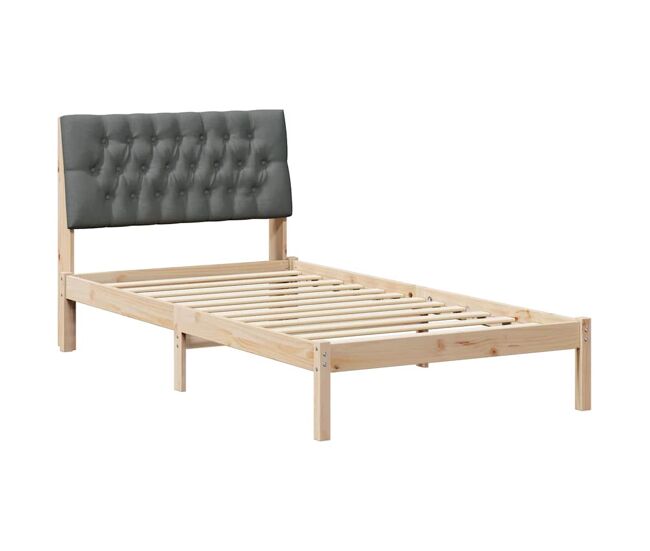 Estructura de cama individual para adultos con cabecera tapizada - marrón 100 x 200 cm