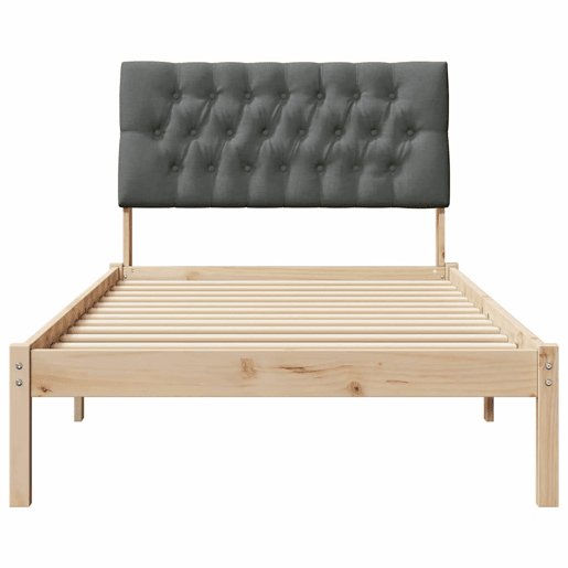 Estrutura de cama de solteiro para adultos com Cabeceira - Estofada Castanho 100 x 200 cm