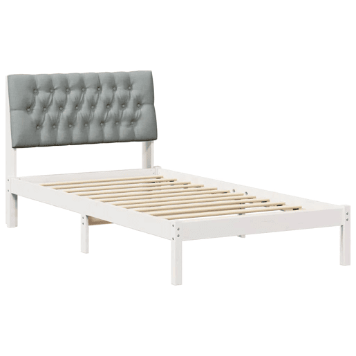 Estrutura de cama de solteiro para adultos com Cabeceira - Estofada Branco 100 x 200 cm