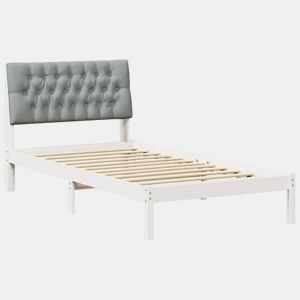 Estrutura de cama de solteiro para adultos com Cabeceira - Estofada Branco 100 x 200 cm