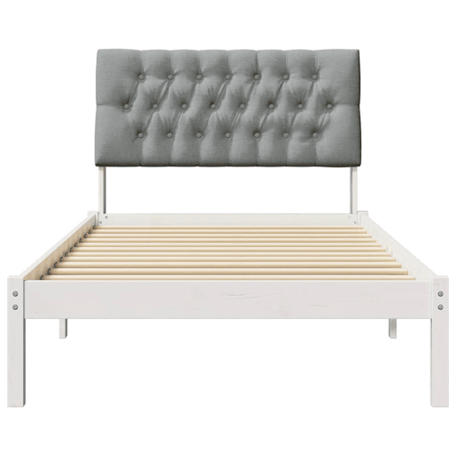 Estrutura de cama de solteiro para adultos com Cabeceira - Estofada Branco 100 x 200 cm