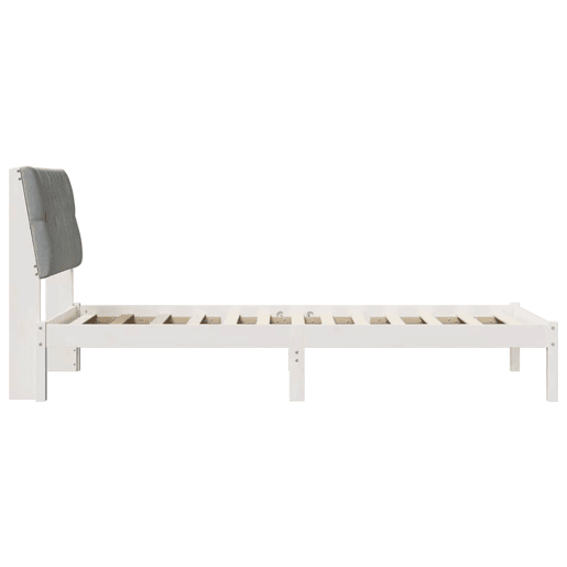Estrutura de cama de solteiro para adultos com Cabeceira - Estofada Branco 100 x 200 cm