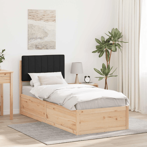 Estrutura de cama de solteiro para adultos com Cabeceira Estofada Preto 80 x 200 cm