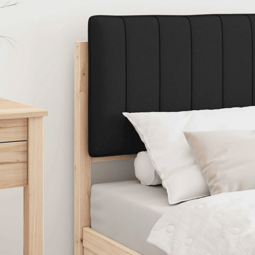 Estrutura de cama de solteiro para adultos com Cabeceira Estofada Preto 80 x 200 cm