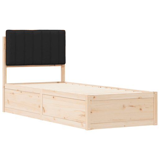 Estrutura de cama de solteiro para adultos com Cabeceira Estofada Preto 80 x 200 cm