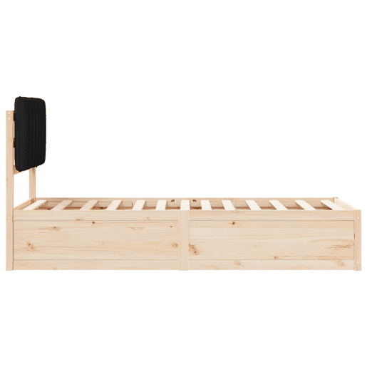 Estrutura de cama de solteiro para adultos com Cabeceira Estofada Preto 80 x 200 cm