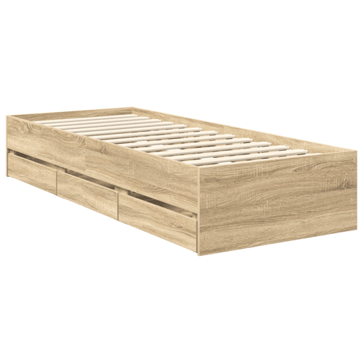 Estrutura de cama de solteiro moderno com cabeceira - Carvalho Sonoma 75 x 190 cm
