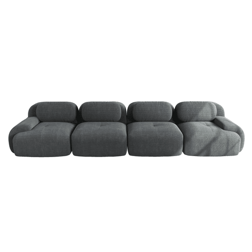 Sofá de 4 lugares - Veludo cotelê macio, acolchoado 32D altamente elástico, adequado para animais de estimação e ergonómico, embalado a vácuo - Cinza