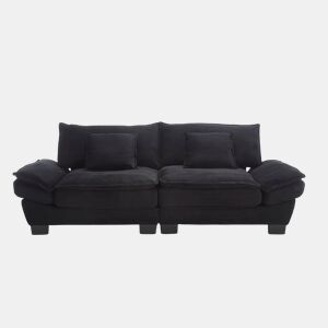 Sofá moderno de 2 lugares - com cama extra, almofada incluída, confortável e espaçoso - Preto
