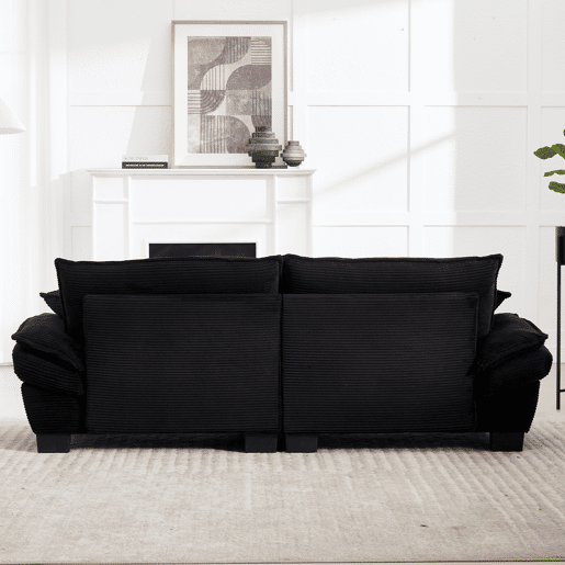 Sofá moderno de 2 lugares - com cama extra, almofada incluída, confortável e espaçoso - Preto Sofá moderno de 2 lugares - com cama extra, almofada incluída, confortável e espaçoso - Preto
