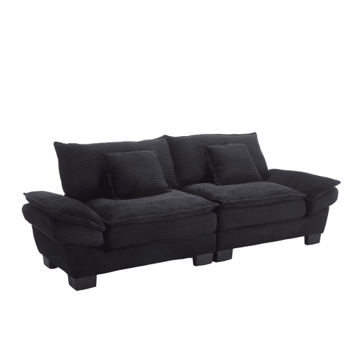 Sofá moderno de 2 lugares - com cama extra, almofada incluída, confortável e espaçoso - Preto Sofá moderno de 2 lugares - com cama extra, almofada incluída, confortável e espaçoso - Preto
