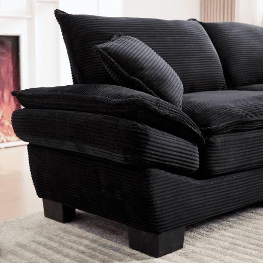 Sofá moderno de 2 lugares - com cama extra, almofada incluída, confortável e espaçoso - Preto Sofá moderno de 2 lugares - com cama extra, almofada incluída, confortável e espaçoso - Preto