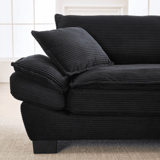 Sofá moderno de 2 lugares - com cama extra, almofada incluída, confortável e espaçoso - Preto Sofá moderno de 2 lugares - com cama extra, almofada incluída, confortável e espaçoso - Preto