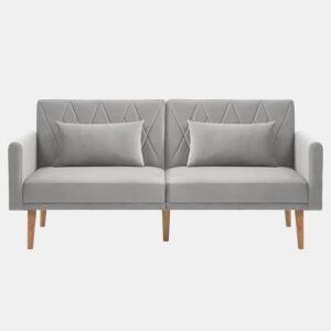 Sofá pequeno de 2 lugares - Sofá-cama com função de descanso - Cinza