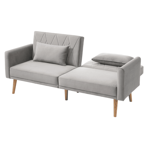Sofá pequeno de 2 lugares - Sofá-cama com função de descanso - Cinza